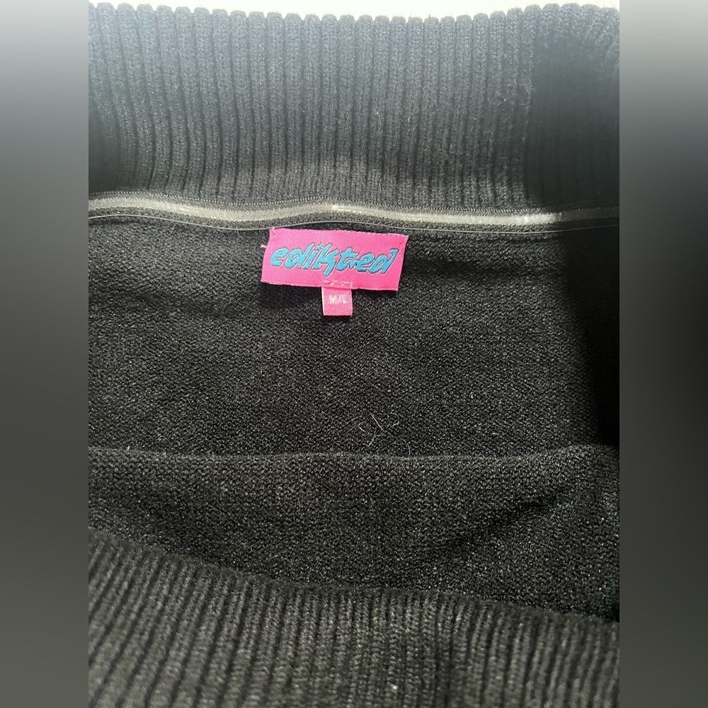 Edikted Black Off-Shoulder Sweater Romper M/L | Girls Night Out Winter - Picture 5 of 5